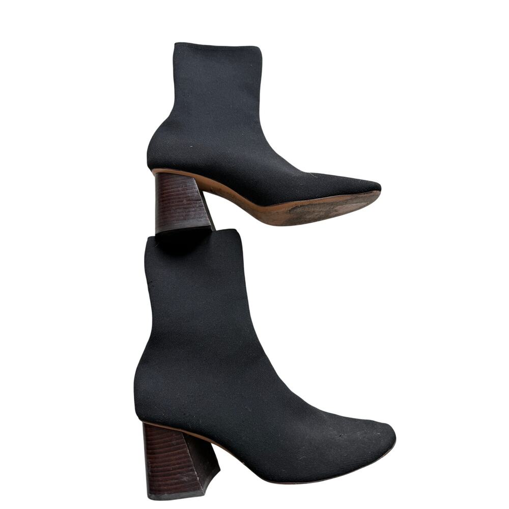 Céline Paris Phoebe Philo Black Stretch Knit Sock Ankle Boot Block Heel EU 38 - Picture 2 of 7